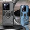 KEYSION Противоударный защитный чехол для Xiaomi 13T 13T Pro 5G, мягкий силикон + ПК с металлическим кольцом-подставкой, задняя крышка для телефона Redmi K60 Ultra