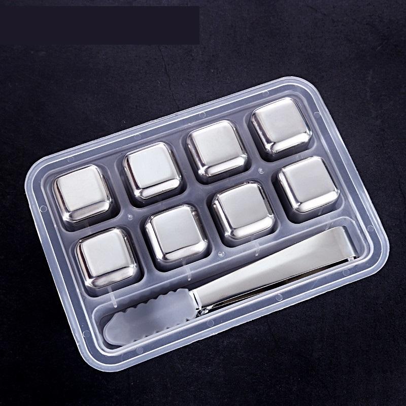 4/6/8 Pcs Stainless Steel Ice Cubes Set Reusable Chilling Stones for Whiskey Wine Wine Cooling Cube Chilling Rock Party Bar Tool