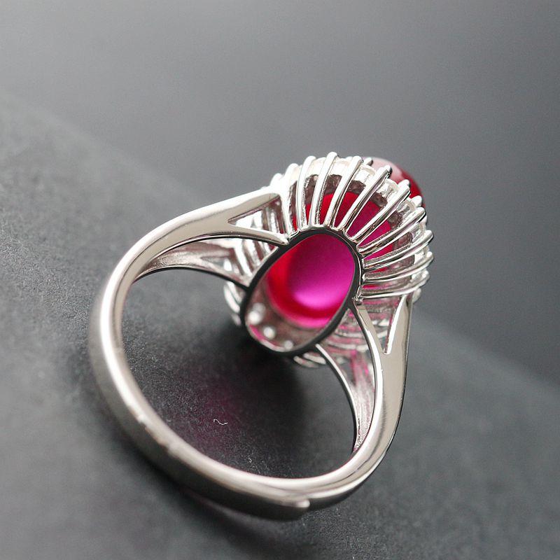 925 Silver Ring Inlaid Red Corundum Handmade Sterling Silver Ring