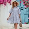 Летние повседневные платья с короткими рукавами Платье-рубашка на пуговицах Женское нерегулярное полосатое платье с отложным воротником Платье с высокой талией Платье с складным дизайном Пляжное платье