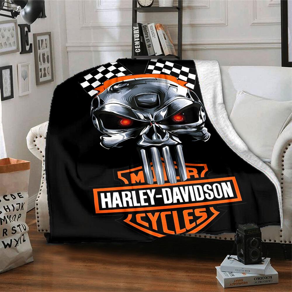1pc Harley-Davidson Blanket, Gift, for Men and Women, Soft Blanket, Good for Sofa Bed Couch Travel, Lightweight Flannel Blanket
