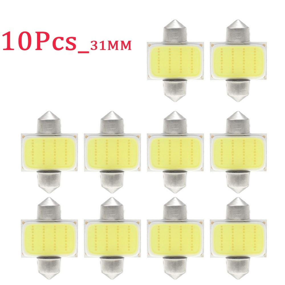 10 шт., 12 В/24 В, автомобильная светодиодная лампа COB C5W C10W, лампы 31 мм, 36 мм, 39 мм, 41 мм, автомобильный гирлянда, внутреннее освещение 6000K, авто купольный светильник, лампа для чтения на крыше