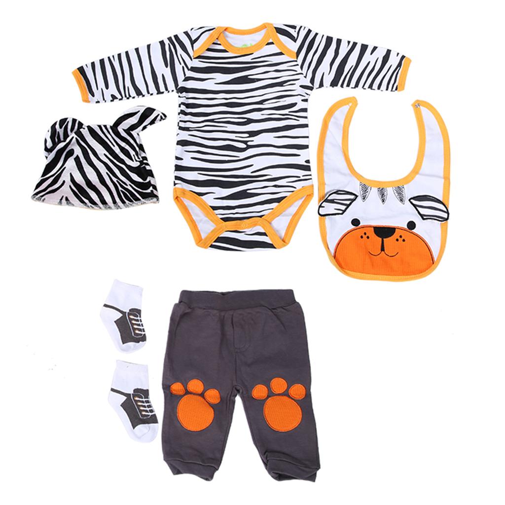 Simulation Infant Doll Clothes Set Cute Striped Cartoon Bear Clothes for 20?22 Inch Doll