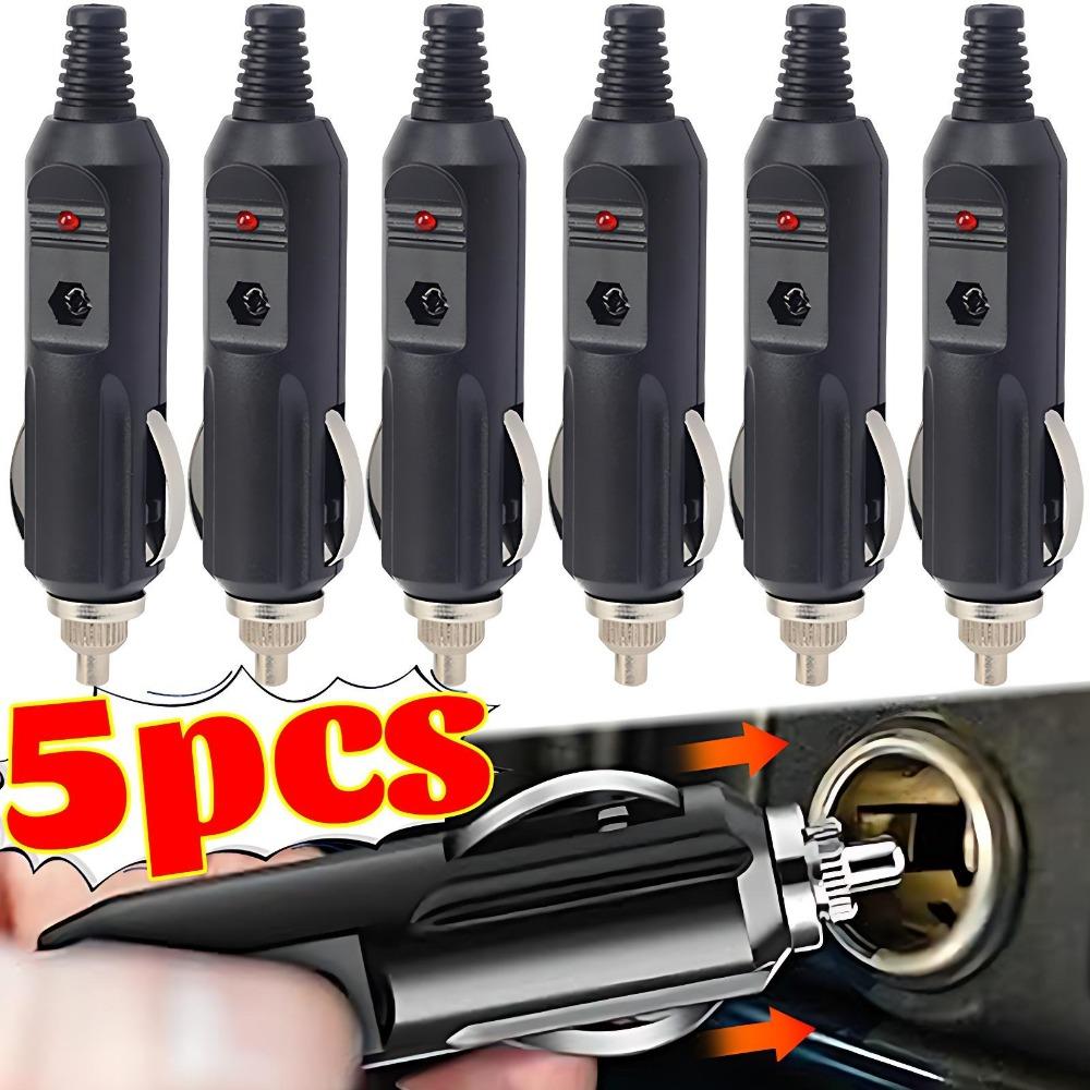 Car Cigarette Lighter Plug Male Adapter 12V 24V Replacement Connector LED Fused for Auto Truck RV Boat Power Supply Cable Head