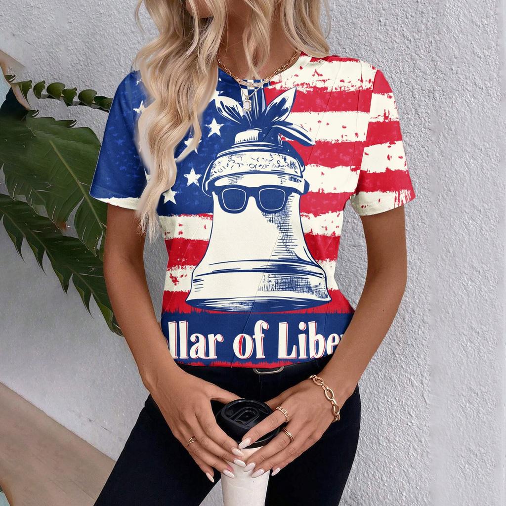 Женский топ с коротким рукавом и принтом «День независимости»