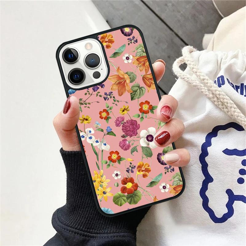 Винтажный чехол для телефона с цветами и листьями для iPhone 17 Air 15 16 Чехол 11 13 14 Pro Max 12 Plus Max Fundas