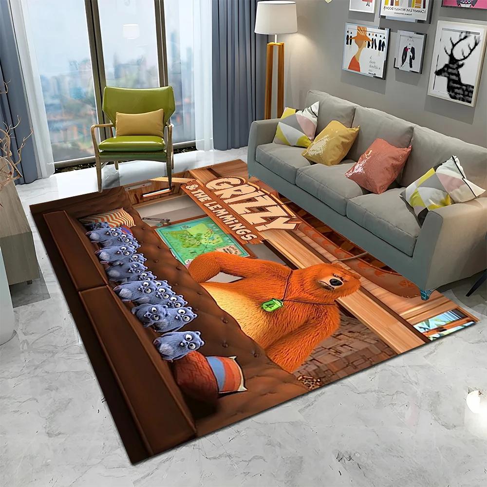 3D Grizzy and The Lemmings Cartoon Carpet Rug для дома, гостиной, спальни, дивана, коврика для двери, детский коврик, нескользящий напольный коврик