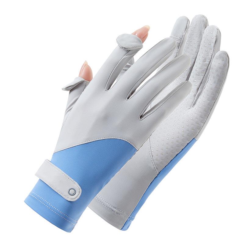 Sun Protection Gloves for Women Summer Coolness Outdoor Sun Protection Thin  Breathable  Anti Slip  Sports Cycling Ice Silk Finger Exposed Gloves