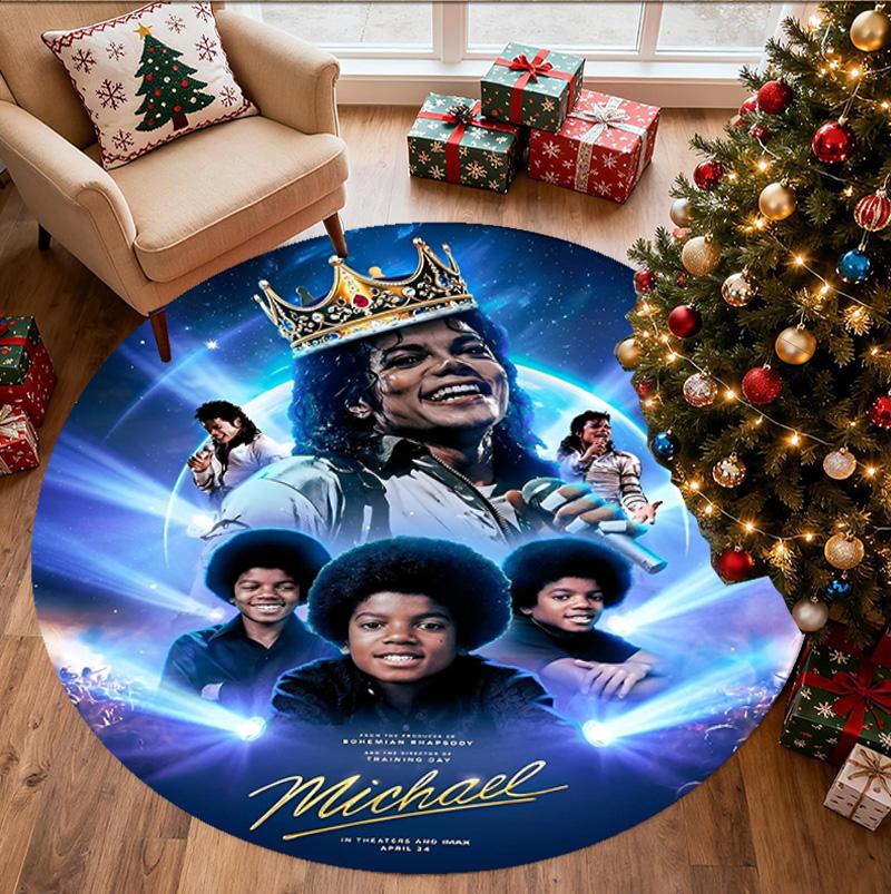 Michael Jackson Pattern Round Rug, Indoor/Outdoor Mat, for Picnic, Gameroom, Bedroom, Office, Living Room, Home Decor Carpet, Birthday Gift