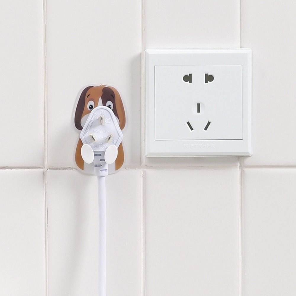 Plastic Cartoon Plug Hanger Self Adhesive Socket Storage Rack Animal Wall Plug Bathroom
