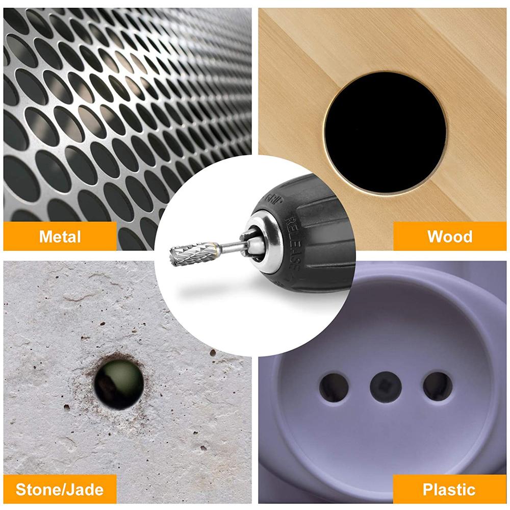 Tungsten Carbide Rotary Burr 10pcs Carving Burr Bits Double Diamond Cut Dremel Tools for Wood Stone Carving Steel Metal Working