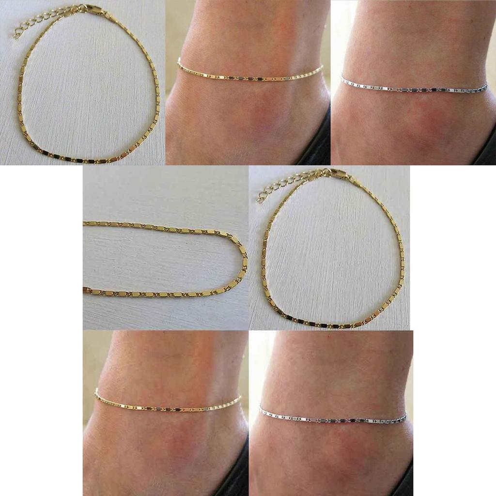 Versatile Women Simple Gold Plated Chain Anklet Ideal For Beach And Casual Wear