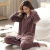 Пижама из кораллового флиса женская осенне-зимняя утолщенная флисовая теплая фланелевая зимняя домашняя одежда