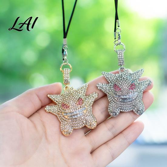 Holiday Gift for Car Lovers Bling Accessories Cute Rhinestone Devil Rear View Mirror Funny Rearview Decor Charm Halloween Auto Interior Hanging