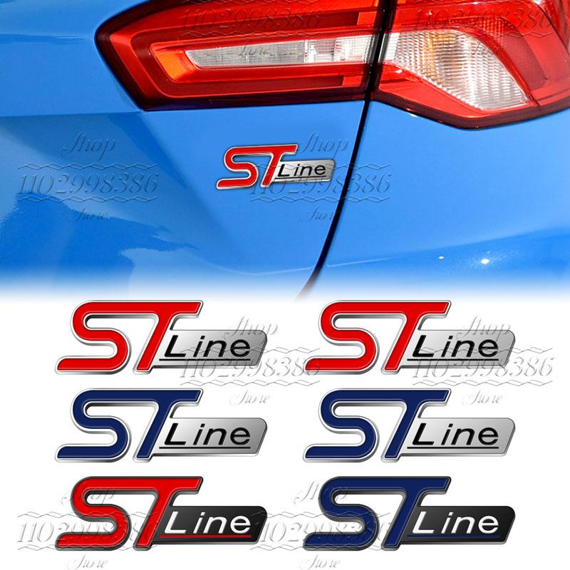 JJEM1 ST Line Logo Emblem Car Styling Rear Tail Trunk Decals Badge Chrome Metal Sticker For Ford Focus Fiesta Ecosport Mondeo Kuga