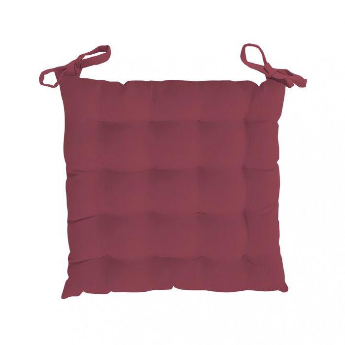 Dessus de chaise capitonné en microfibre lavée 40x40x5 cm BOHEME framboise, par Soleil d'Ocre