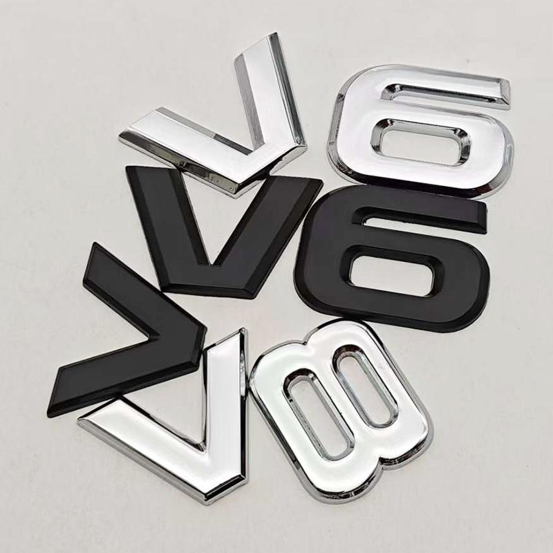 V6 V8 Emblem Metal Sticker Badge Fender For V6 V8 Racing Emblem Auto For Car Motorcycle Truck SUV Accessories