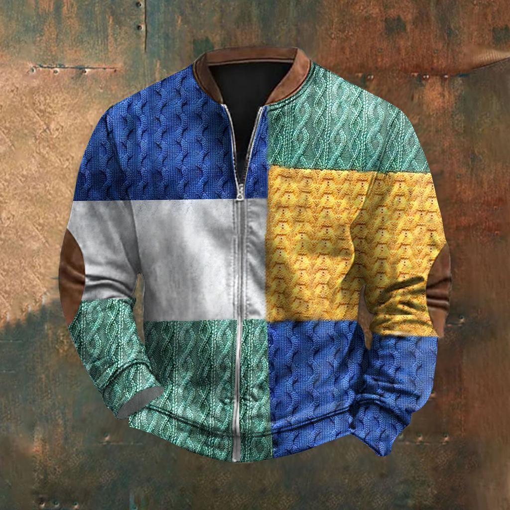 Мужская повседневная толстовка в стиле ретро с градиентным принтом