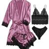 Women's Sexy Lace Lingerie 4-Piece Set: Camisole, Pajamas, Nightdress - Summer Collection