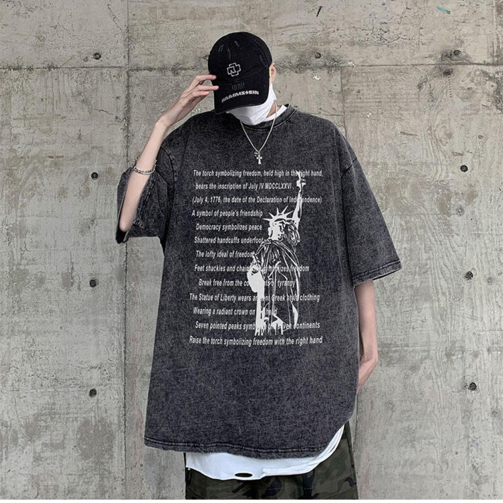 S-5XL 280gsm 100% хлопок мужская или женская футболка уличная одежда короткие топы в стиле панк Zomer винтажная футболка для стирки кислотой