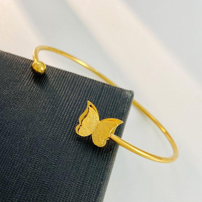 Cross-Border New Arrival Frosted Butterfly Bracelet Female Ins Style Fashion Minimalist Butterfly Open-End Bracelet Elegant Couples Bracelet