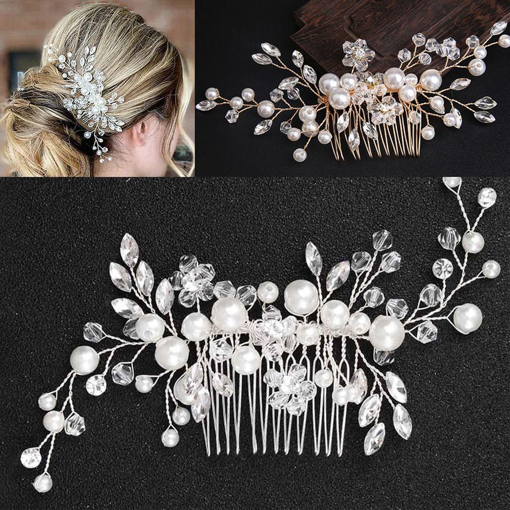 Pearls Rhinestone Leaves Wedding Hairstyles Jewelry Bridal Tiaras Hairbands Girls