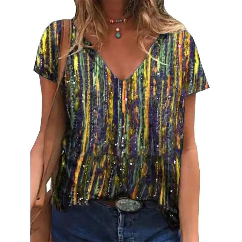 Женская рубашка в стиле ретро с 3d текстурным принтом и короткими рукавами, модная универсальная футболка, уличная индивидуальная трендовая одежда, топы
