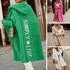 Sweater Cardigan Letter Print Open Front Long Sleeve Knitting Coat Streetwear
