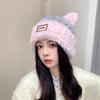 Sweet and Cute Wool Hat Female Korean Version Versatile Patch Letter Winter Warm and Cold Ear Protection Wool Hat