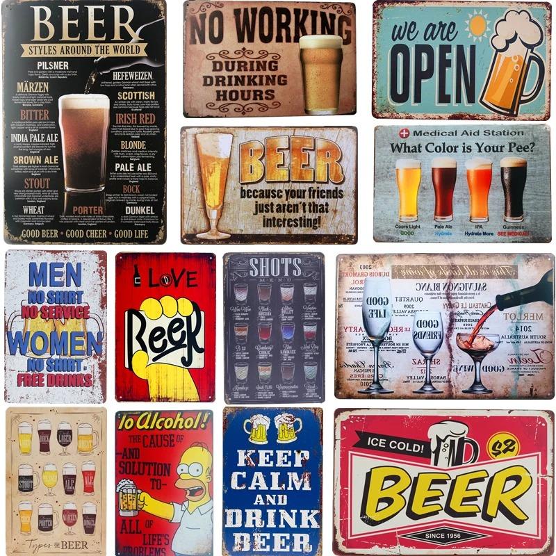 Vintage Beer Cheers Metal Tin Signs Wall Decor Pub Bar Man Cave Club Restaurant Kitchen Crafts Plate Room Decoration