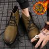 Men Handmade Leather Shoes Casual Hiking Boots Outdoor Winter Warm Ankle Boots High Top Walking Shoes Over Sized