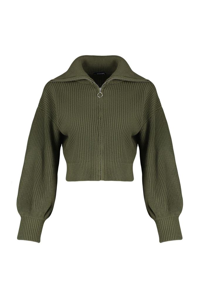 Женский элегантный кардиган, черный укороченный трикотажный кардиган на молнии