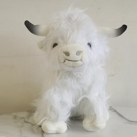 Cow Ornament Realistic Highland Cow Plush Toy Adorable Stuffed Animal for Home Farmhouse Desktop Decorations