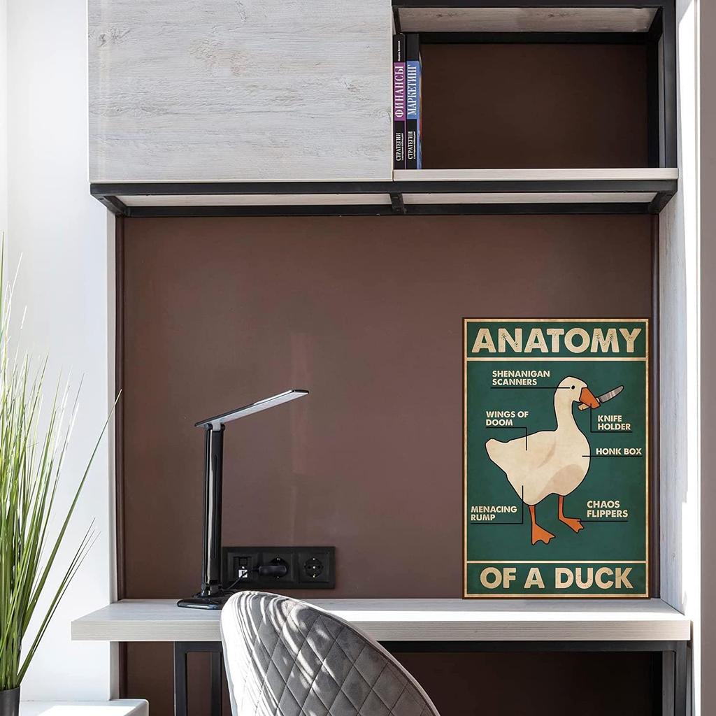 Knowledge Metal Tin Sign Anatomy Of A Duck Retro Poster Restaurant Cafe Living Room Kitchen Bathroom Home Duck Wall Art Decoration Plaque Gift 8x12