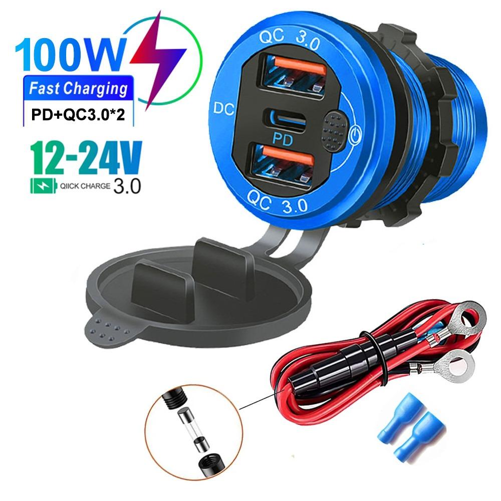 Автомобильное зарядное устройство PD из алюминиевого сплава мощностью 115 Вт - QC3.0 и Type-C, водонепроницаемость IP66, премиальный металлический дизайн