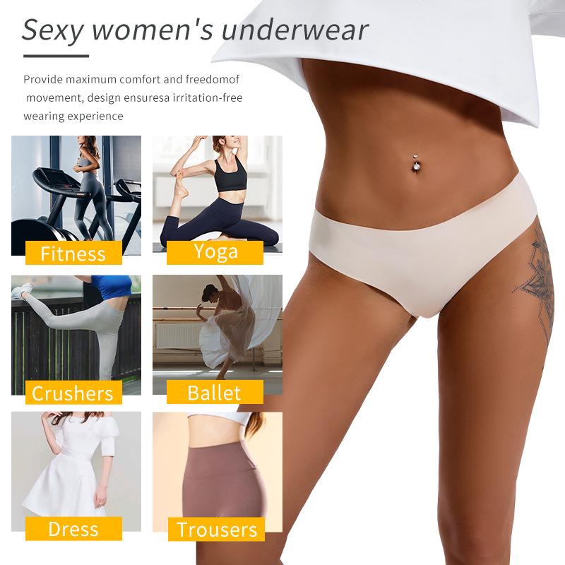 Женские бесшовные трусики-бикини из ледяного шелка, сексуальные трусы с низкой талией, нижнее белье с волнистыми краями, закрывающее половину бедер