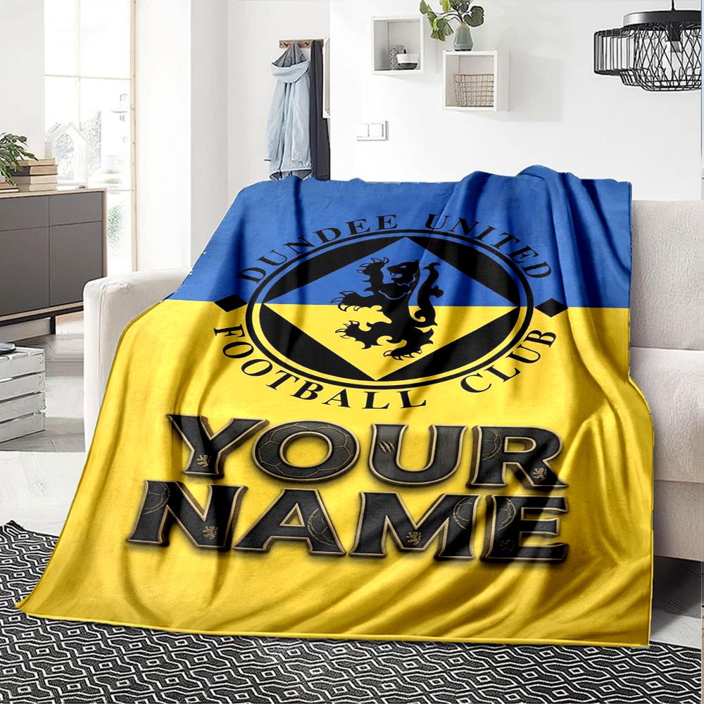 Name Custom Dundee United FC Print Flannel Blanket High Quality Warm Comfortable Cover for All Seasons Perfect for Gifts Home Decor