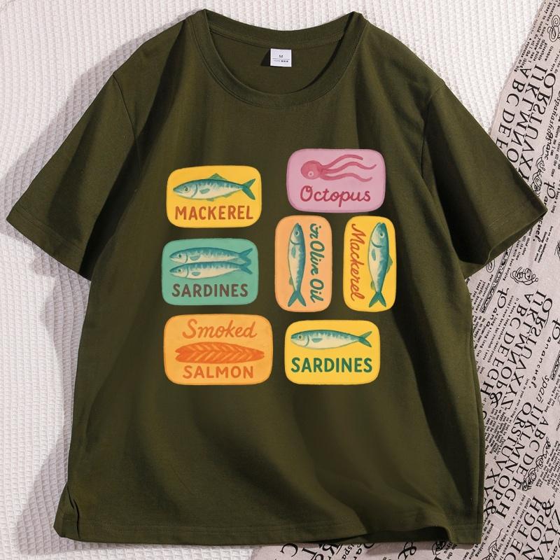 Summer Sardine Graphic Tshirts Vintage Coastal Fisherunisex T Shirt Cotton Short Sleeve Round Neck Tshirt Streetwear Clothes