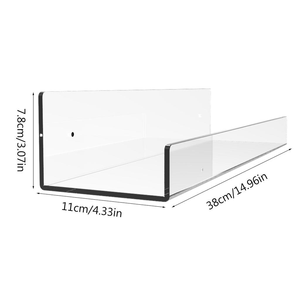 2 шт. Акриловые плавающие полки Самоклеящаяся невидимая настенная полка Без сверления Органайзер для ванной комнаты Спальни Прозрачная витрина