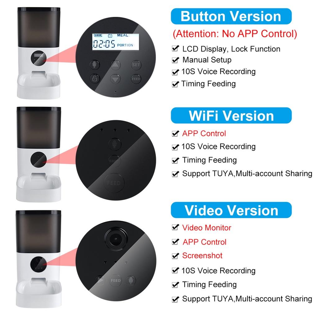 Кормушка для домашних животных, 6 л, умная автоматическая видимая крышка, диспенсер для еды для домашних животных, собак, кошек, таймер с дистанционным управлением, приложение [видео/WiFi/кнопочная версия]