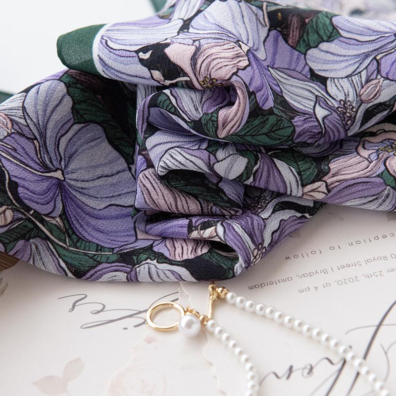 Шелковый шарф из тутового шелка женский весенне-летний универсальный с принтом цветочного кластера с плавным переходом, длинная пряжа, солнцезащитная шаль двойного назначения