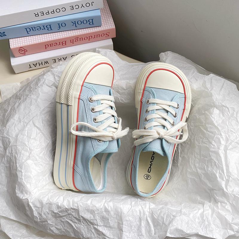 Женские черные парусиновые туфли на плоской подошве 2024 года, новая модная повседневная универсальная нескользящая износостойкая парусиновая спортивная обувь на толстой подошве