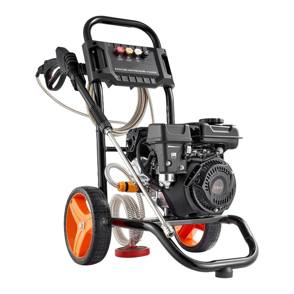 Gas Pressure Washer 2900 PSI and Max 7 L/min, Upgrade Aluminum Pump with Spray Gun and Wand, 4 Nozzle Set, Gas Powered Pressure Washer for Cars,