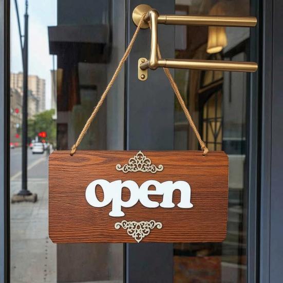 yangyizhi Wooden House Sign, Nordic Minimalist Style Wood Durable Wall Decoration Hanging for Coffee Shop Barber Entrance