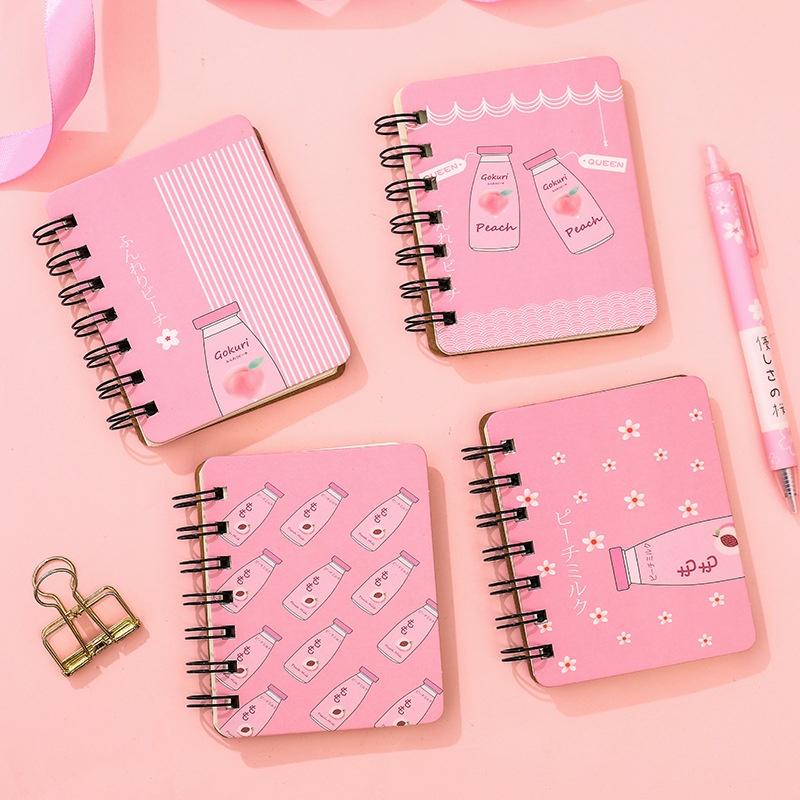 Портативный ноутбук с милой катушкой и карманами для ноутбука, этот корейский маленький свежий блокнот