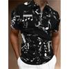 Men's Polo T-shirt, Zipper Men's Top, Printed Golf Pattern Music Notes Short Sleeve Lightweight Zipper Printed Clothing Casual Fashion