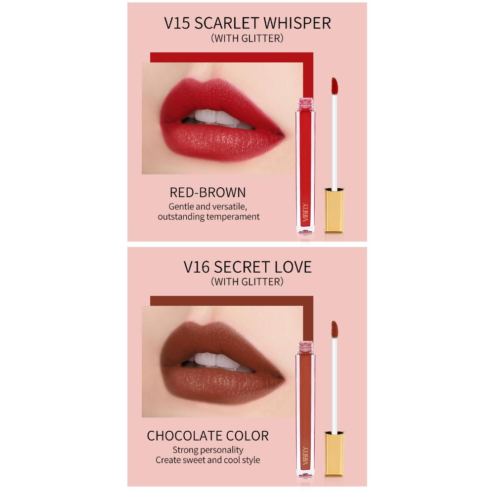 VIBELY Прозрачный стеклянный маленький тюбик Бархатная матовая глазурь для губ Матовая антипригарная блестящая перламутровая глазурь для губ