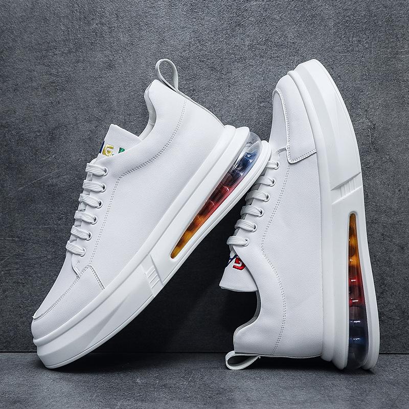 Маленькие белые туфли мужские на воздушной подушке с мягкой подошвой модные трендовые туфли молодые радужная подошва повседневные Вэньчжоу сущность