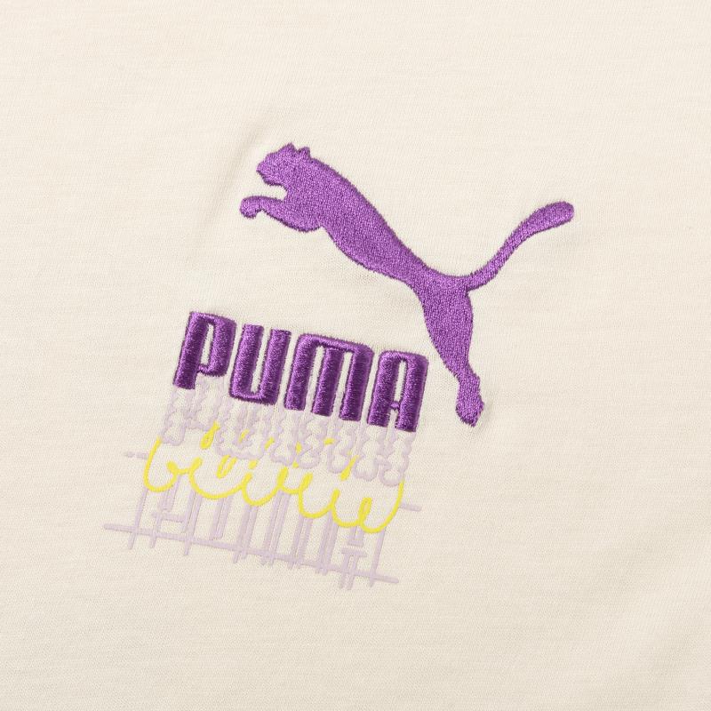 Puma Футболка с круглым вырезом и логотипом, короткий рукав, спущенное плечо, женская футболка, белая 630566-87