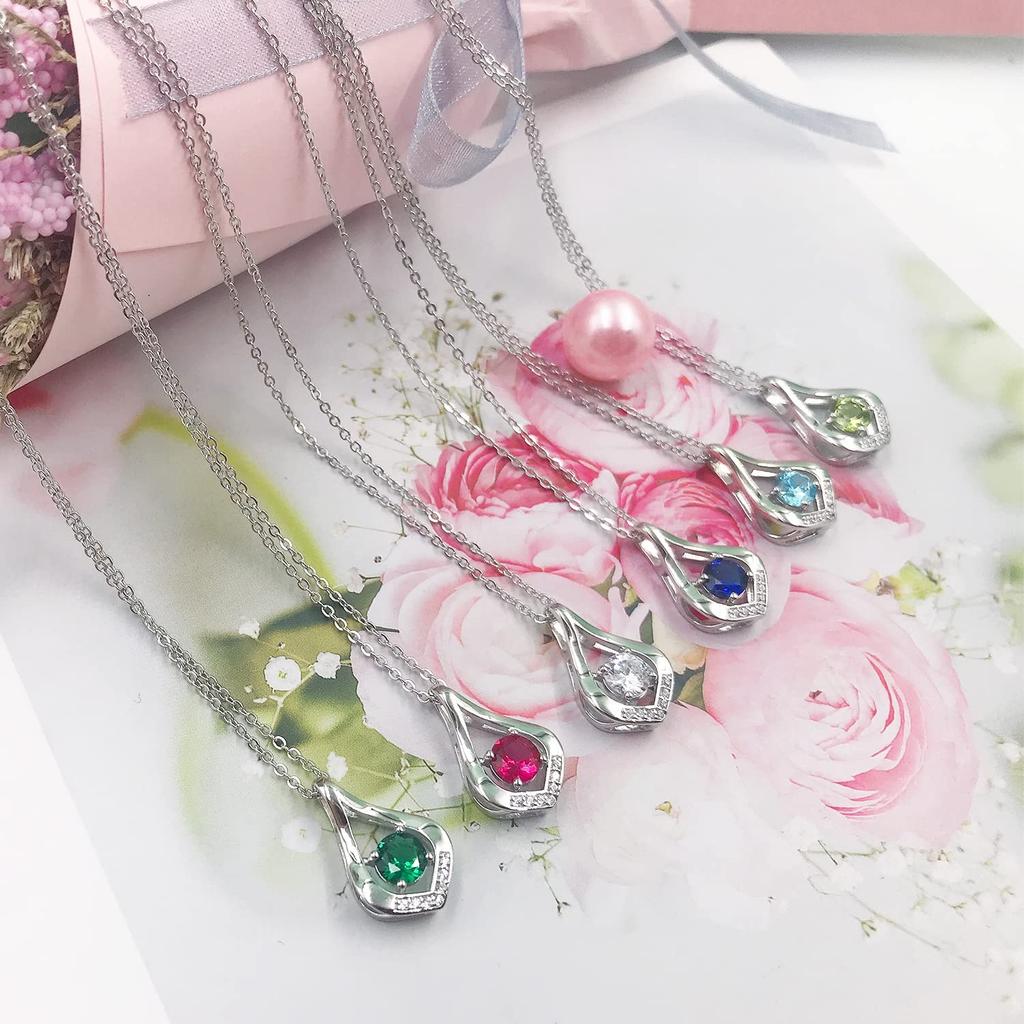 Necklace Natural Stone Amethyst February Birthstone Drop Motif Platinum Plated 925 Silver Jewelry Accessory Birthday Christmas Day Present Gift